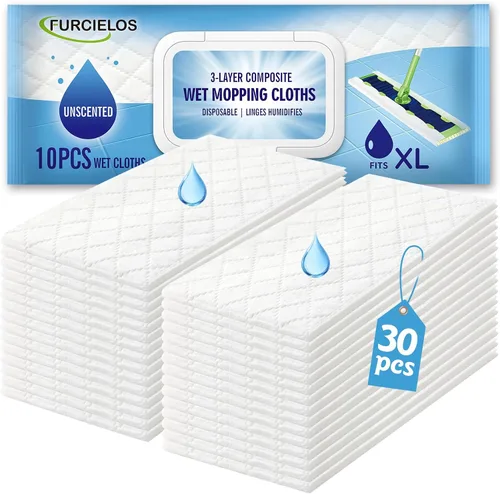 Vista 7 de 20 paños de limpieza húmedos XL resistentes compatibles con Swiffer Sweeper XL Mop, almohadillas húmedas desechables tamaño XL para limpieza