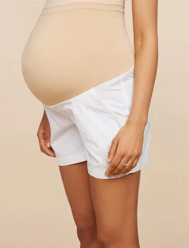 Vista 4 de Motherhood Maternity Pantalón corto de popelina para mujer Secret Fit