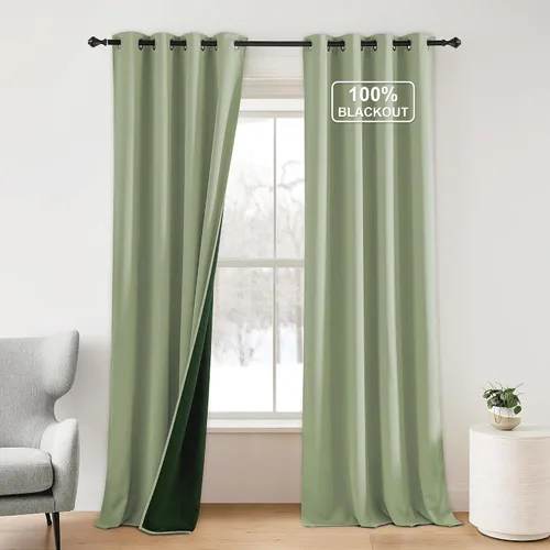 Vista 36 de NICETOWN Cortinas 100% Opacas Cortas de 36 Pulgadas de Largo para Dormitorio, Privacidad Aislamiento Térmico con Ojales Cortinas de Ventana
