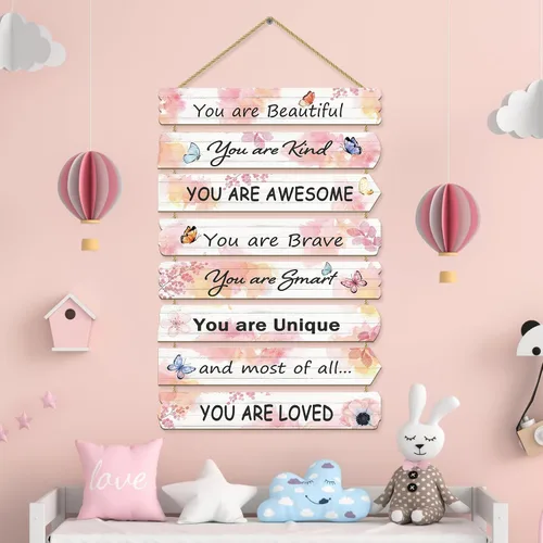 Vista 6 de Paquesta Decoración de Habitación para Niñas Decoración de Pared de Mariposa para Dormitorio de Niñas Arte de Pared Inspiracional para Niños