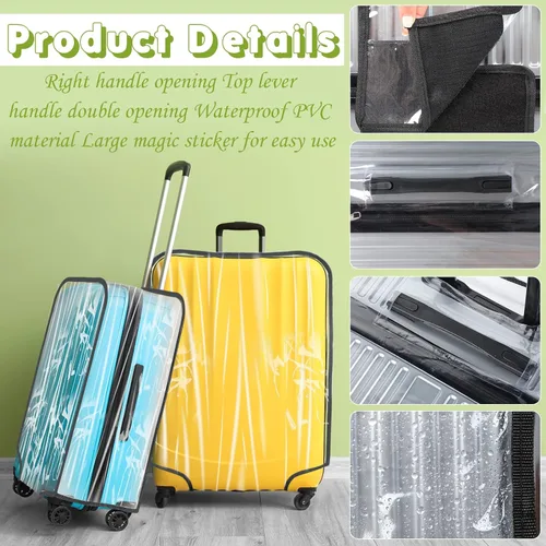 Vista 5 de Reginary 8 piezas transparente cubierta de equipaje PVC impermeable maleta cubierta protectora para equipaje Spinner ruedas maleta, Transparente