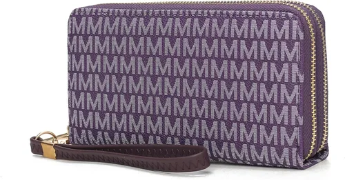 Vista 83 de MKF Collection Mia K - Cartera de pulsera para mujer, pequeña cartera de cuero vegano para tarjetas de crédito con cremallera y bolsillo