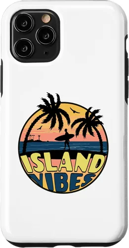 Vista 10 de iPhone 15 Island Vibes - Relaxed - Beach Scene - Surfer - Palm Trees Case