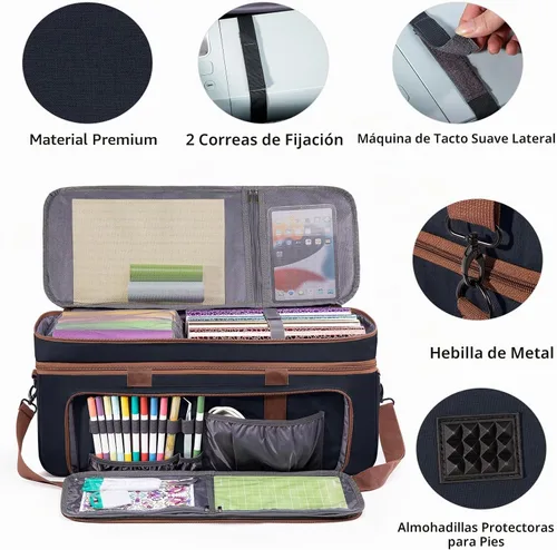 Vista 6 de IMAGINING Estuche de transporte para Cricut Maker 3, Maker 4, Bolsa de máquina de doble capa con cubierta para Cricut Explore 4, Explore 3, Explore