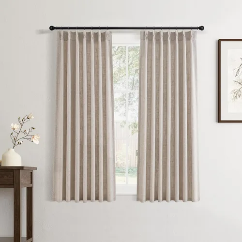 Vista 65 de Jowels Cortinas de lino plisadas naturales con memoria de 96 pulgadas