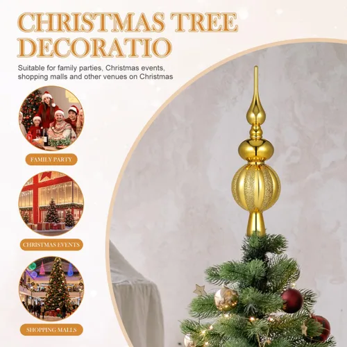 Vista 4 de Artibetter Estrella Brillante para Árbol de Navidad Remates de Árbol de Navidad Pintados a Mano Decoración Superior de Plástico para Temporada