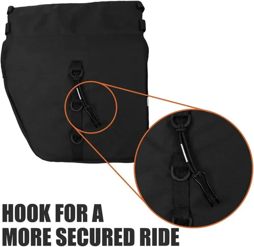 Vista 3 de BV, Alforjas para bicicleta con ganchos ajustables, manija para transporte, borde reflector 3M y bolsillos grandes