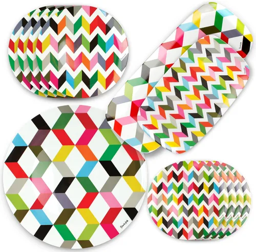 Vista 7 de French Bull Bandeja para cena de 28 cm de melamina con diseño Ziggy - Plato de cena colorido