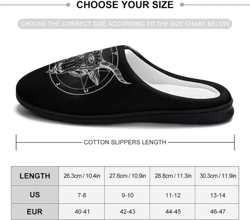 Vista 2 de Pentagram with Demon Baphomet Satanic Goat - Pantuflas de algodón para hombre, de espuma viscoelástica suave, para interiores y exteriores
