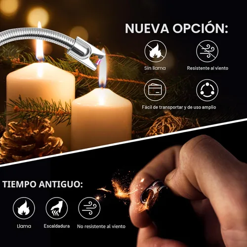 Vista 4 de KTEBO 2 Pack Encendedores Eléctricos de Arco de Plasma Recargables - USB de Largo Alcance para Velas Perfumadas, Barbacoa y Camping - Encendedores