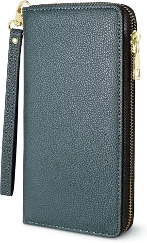Vista 11 de Yarnic Cartera para mujer, negro, piel sintética, protección RFID, 8.9 x 4.7 x 0.8 pulgadas