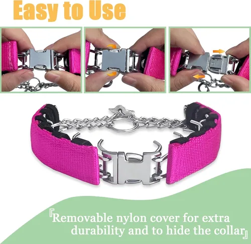 Vista 2 de Collar sin tirones con hebilla de liberación rápida para perros pequeños, medianos y grandes Rosa