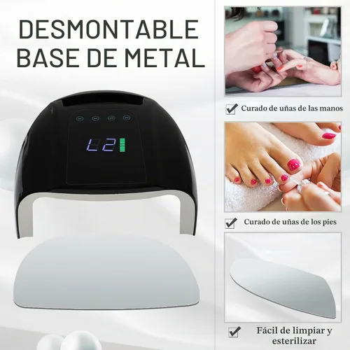 Vista 8 de Lámpara de uñas LED UV recargable de 96 W, luz UV inalámbrica para uñas con pantalla LCD, sensor automático, 4 ajustes de temporizador y secador
