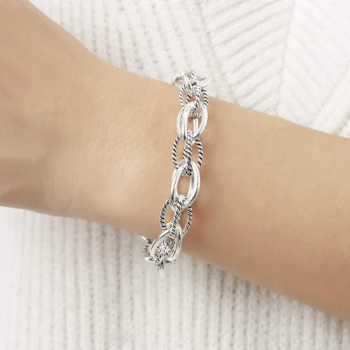 Vista 9 de UNY JEWEL Pulsera de cadena de eslabones trenzados de fusión de lujo para mujer, joyería atemporal, elegancia súper brillante