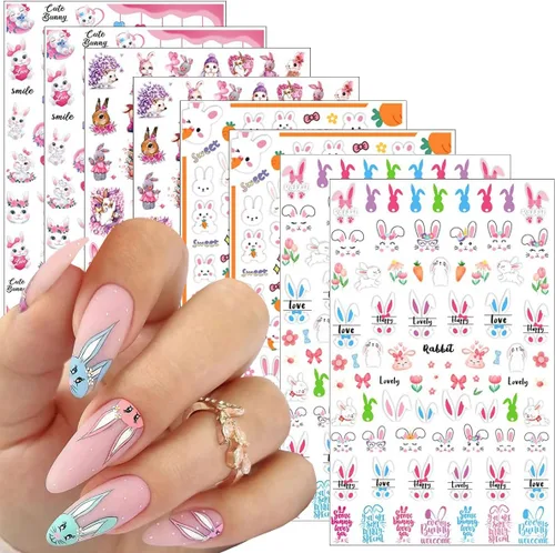 Vista 28 de Calcomanías de uñas de gato, 8 hojas de calcomanías autoadhesivas 3D con diseño de gato dorado, plateado, negro, blanco, para niños, niñas, mujeres
