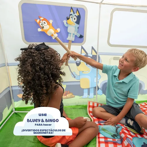 Vista 4 de BLUEY - Fuerte de actividades de campamento Juguete de casa de juegos para interiores y exteriores para niños Incluye cinco actividades, un
