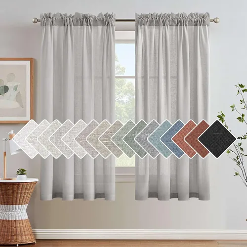 Vista 55 de H.VERSAILTEX Cortinas texturizadas de lino con filtro de luz para sala de estar, tratamiento de ventanas, cortinas naturales y duraderas