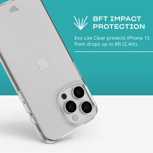 Vista 5 de Tech21 EvoLite - Funda para iPhone 15 Pro Max, funda de protección contra impactos, transparente