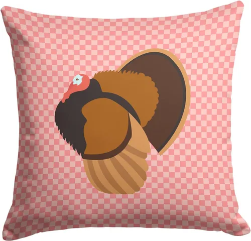 Vista 72 de Caroline's Treasures BB8163PW1414 Beltsville - Almohada decorativa de tela a cuadros pequeños, color blanco, pavo y gallina azul, lavable a máquina