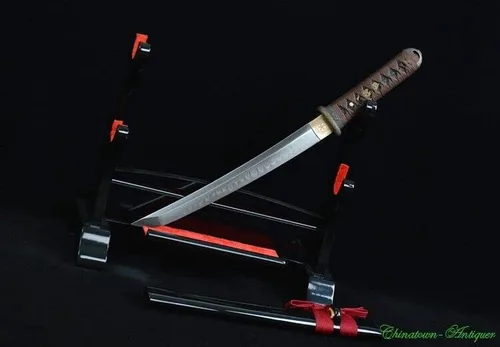 Vista 6 de GLW Espada corta japonesa Wakizashi Katana T10 hoja de acero templado afilado #2192