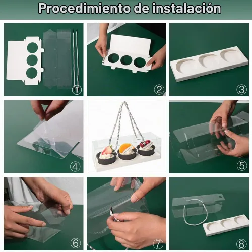 Vista 7 de 20 cajas transparentes para cupcakes con asa, portador de cupcakes para fiesta