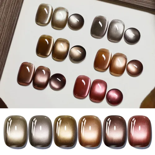 Vista 22 de Born Pretty - Esmalte de uñas de gel magnético 9D con purpurina reflectante, esmalte de gel holográfico de color gato magnético, juego de 7ml, 6