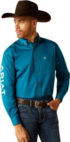 Vista 18 de Camisa de sarga con logotipo del equipo ARIAT de ajuste clásico para hombre Sea Scape USA 3X-Large Turkish Sea