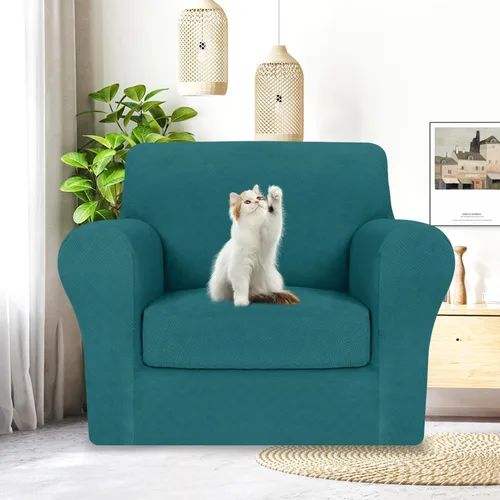 Vista 131 de MAXIJIN 2 piezas de fundas para silla con brazos, funda para silla de sofá para sala de estar, funda elástica para perros para una silla con 1 cojín