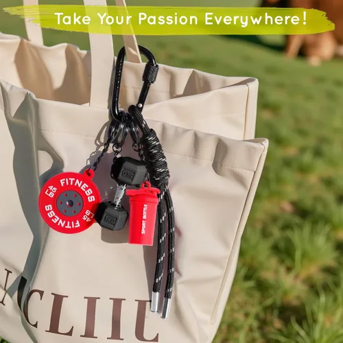 Vista 2 de Llavero de Mancuerna y Pesas, Adornos para Bolso o Cartera, Regalo para Mujeres y Hombres Fitness, Lindos Accesorios Mini para Llaves de Coche