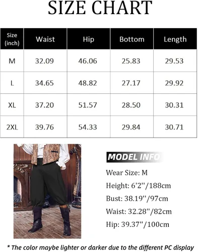 Vista 6 de Gafeng Pantalones piratas renacentistas medievales para hombre, disfraz colonial de caballero para Halloween, pantalones cortos con cordones LARP