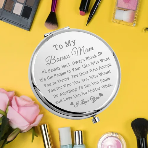 Vista 6 de bobauna Espejo de bolsillo para mamá, regalo para madre madrastra, regalo para la familia Isn't Always Blood Bonus Mom Espejo de maquillaje