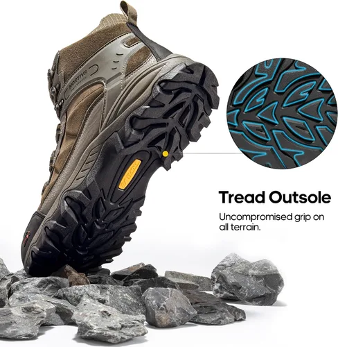 Vista 37 de NORTIV 8 - Botas de senderismo impermeables para hombre, zapatos de montañismo ligeros para exteriores