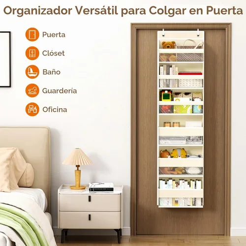 Vista 7 de Organizador para colgar sobre la puerta, 6 niveles detrás de la puerta Beige