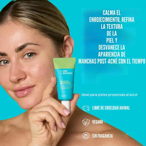 Vista 2 de Good Molecules Tratamiento de 10% de ácido azelaico para la cara – Fórmula calmante para el enrojecimiento facial y el tono desigual – Ilumina