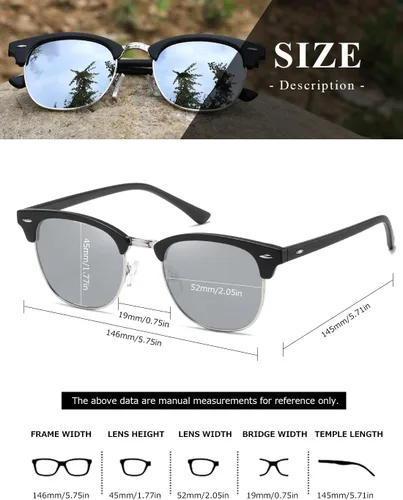 Vista 110 de AEVOGUE Gafas de sol polarizadas para mujeres y hombres semi marco retro gafas de sol AE0369