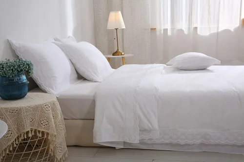 Vista 13 de Fundas de almohada de encaje rosa, fundas estándar de algodón, fundas de almohada Shabby Chic para cama, princesa francesa de campo, 2 unidades, 20