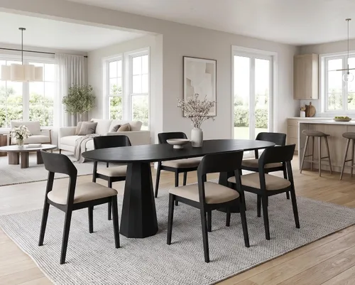 Vista 8 de CIMOTA Mesa de comedor de granja de 71 pulgadas para 6 mesas de cocina Negro