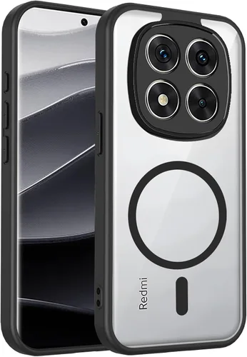 Vista 61 de Funda magnética transparente compatible con Xiaomi 17T, color negro 2 en 1 PC + TPU cubierta de teléfono a prueba de golpes, carcasa protectora