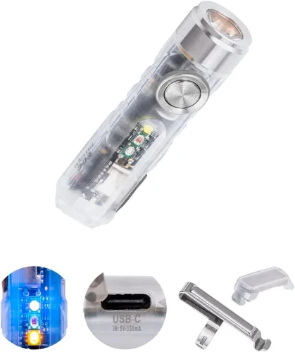 Vista 10 de RovyVon 4ª linterna Aurora A8 USB-C EDC, 90 CRI 5000K, luz de llavero recargable máxima de 420 lúmenes, encendido momentáneo, modo de bloqueo