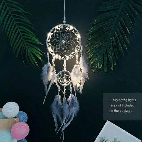 Vista 6 de Kit de bricolaje para hacer atrapasueños, suministros de manualidades de macramé para dormitorio de niños, decoración de pared, guardería, Gris