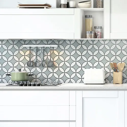 Vista 9 de 12 calcomanías de vinilo esmerilado para transferencia de salpicaduras en muro, autoadhesivas para suelo de cocina y baño, oro imperial, 6 x 6