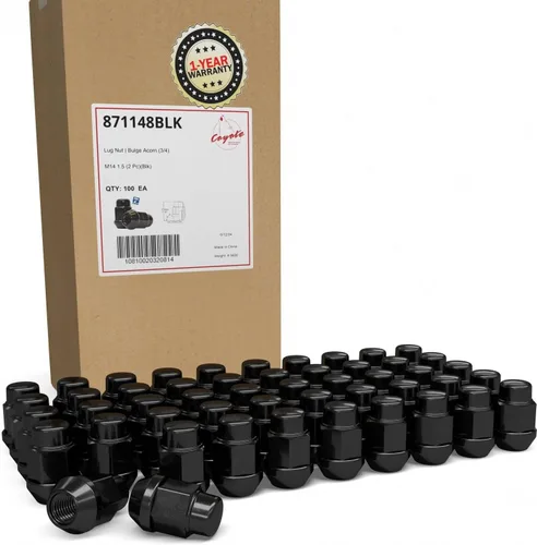 Vista 10 de Wheel Accessories Parts 20 piezas de tuercas de llanta M14x1.5, rosca de 14x1.5, tuerca de seguridad tipo bellota, 1.4" de largo, negras Negro