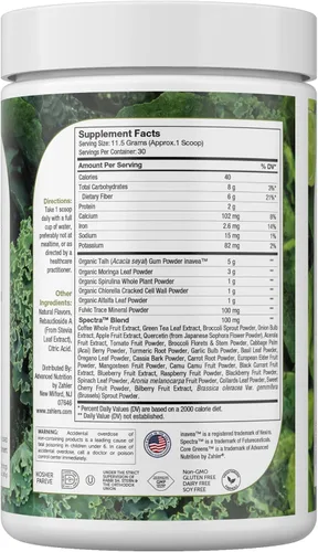 Vista 2 de Zahler Core Greens - Suplementos nutricionales en polvo, superalimento en polvo, mezcla de jugos y batidos súper verdes, ricos en fitonutrientes