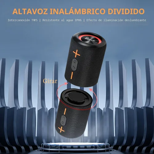 Vista 2 de CYBORIS 2 en 1 Altavoz Bluetooth Portátil Separable, Altavoz Inalámbrico Separable Impermeable Bluetooth V5.3 con Sonido Estéreo Fuerte de 20 W