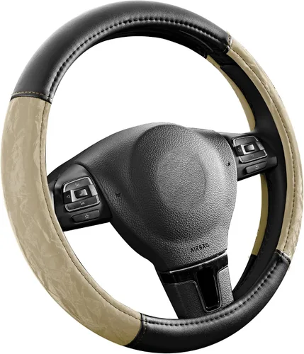 Vista 2 de PIC AUTO Funda para volante, protector de volante de automóvil de cuero de grano de seda, agarre cómodo, universal de 14.5 a 15.5 pulgadas