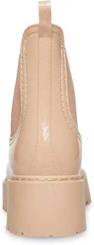 Vista 6 de Botas de lluvia con plataforma para mujer, botas Chelsea de charol impermeables, botas de punta redonda para mujer