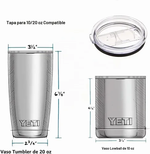 Vista 2 de Tapa de vaso para vasos Yeti Rambler de 20 onzas y 10 onzas, a prueba de salpicaduras y apto para popote (solo tapa), 20 onzas