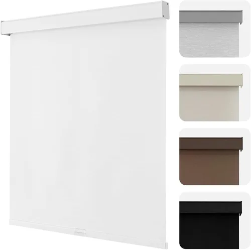 Vista 12 de Joydeco Persianas enrollables 100% opacas sin cordones para ventanas, persianas de parada libre, protección UV, persianas de tejido natural