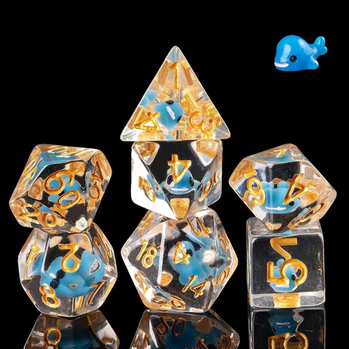 Vista 27 de Cusdie 8 dados DND, juego de dados poliédricos rellenos de animales, juego de dados de animales para juegos de rol, dados D&D
