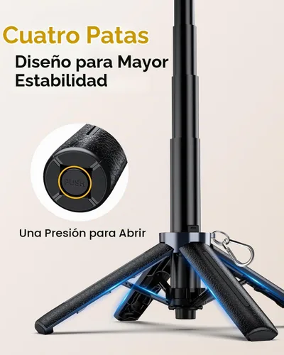 Vista 5 de UBeesize - Mini trípode para selfie stick 3 en 1 con control remoto recargable Pocket-Size Phone Tripod, 360° Rotating Phone Holder, Portable Hand